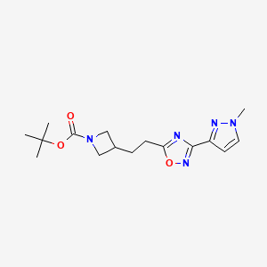 molecular formula C16H23N5O3 B7110825 Tert-butyl 3-[2-[3-(1-methylpyrazol-3-yl)-1,2,4-oxadiazol-5-yl]ethyl]azetidine-1-carboxylate 