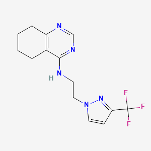 molecular formula C14H16F3N5 B7110876 N-[2-[3-(trifluoromethyl)pyrazol-1-yl]ethyl]-5,6,7,8-tetrahydroquinazolin-4-amine 