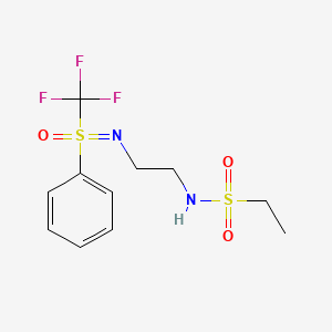 molecular formula C11H15F3N2O3S2 B7111017 N-[2-[[oxo-phenyl-(trifluoromethyl)-lambda6-sulfanylidene]amino]ethyl]ethanesulfonamide 
