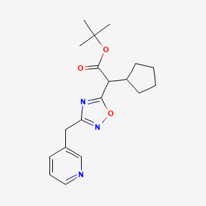 molecular formula C19H25N3O3 B7111033 Tert-butyl 2-cyclopentyl-2-[3-(pyridin-3-ylmethyl)-1,2,4-oxadiazol-5-yl]acetate 