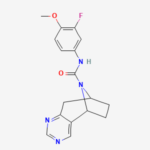 molecular formula C17H17FN4O2 B7111049 N-(3-fluoro-4-methoxyphenyl)-4,6,12-triazatricyclo[7.2.1.02,7]dodeca-2,4,6-triene-12-carboxamide 