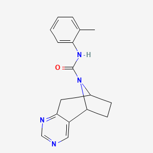 molecular formula C17H18N4O B7111063 N-(2-methylphenyl)-4,6,12-triazatricyclo[7.2.1.02,7]dodeca-2,4,6-triene-12-carboxamide 
