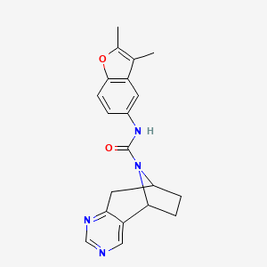 molecular formula C20H20N4O2 B7111069 N-(2,3-dimethyl-1-benzofuran-5-yl)-4,6,12-triazatricyclo[7.2.1.02,7]dodeca-2,4,6-triene-12-carboxamide 