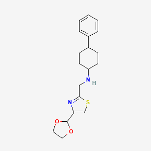 molecular formula C19H24N2O2S B7111109 N-[[4-(1,3-dioxolan-2-yl)-1,3-thiazol-2-yl]methyl]-4-phenylcyclohexan-1-amine 