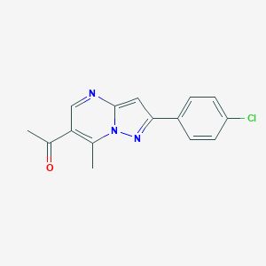 molecular formula C15H12ClN3O B071113 1-[2-(4-Chlorophenyl)-7-Methylpyrazolo[1,5-A]Pyrimidin-6-Yl]Ethan-1-One CAS No. 175201-63-5