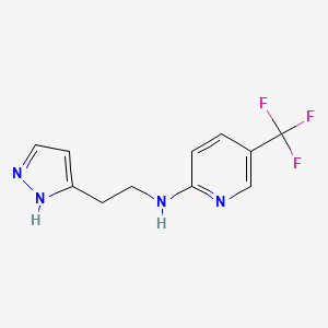 molecular formula C11H11F3N4 B7111327 N-[2-(1H-pyrazol-5-yl)ethyl]-5-(trifluoromethyl)pyridin-2-amine 