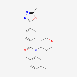 molecular formula C23H25N3O3 B7111397 N-(2,5-dimethylphenyl)-4-(5-methyl-1,3,4-oxadiazol-2-yl)-N-(oxan-4-yl)benzamide 
