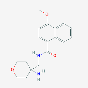 molecular formula C18H22N2O3 B7111472 N-[(4-aminooxan-4-yl)methyl]-4-methoxynaphthalene-1-carboxamide 