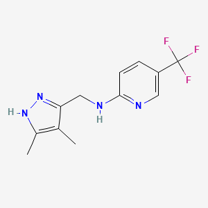 molecular formula C12H13F3N4 B7111492 N-[(4,5-dimethyl-1H-pyrazol-3-yl)methyl]-5-(trifluoromethyl)pyridin-2-amine 