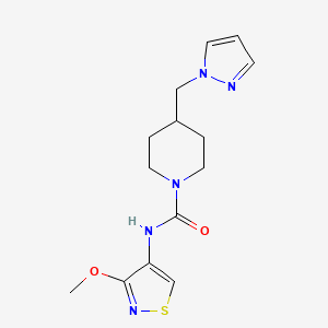 molecular formula C14H19N5O2S B7111640 N-(3-methoxy-1,2-thiazol-4-yl)-4-(pyrazol-1-ylmethyl)piperidine-1-carboxamide 