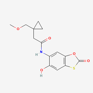 molecular formula C14H15NO5S B7111756 N-(5-hydroxy-2-oxo-1,3-benzoxathiol-6-yl)-2-[1-(methoxymethyl)cyclopropyl]acetamide 