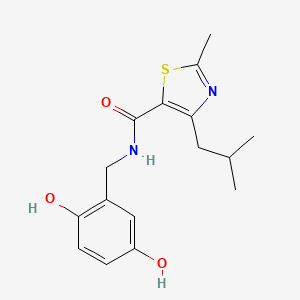 molecular formula C16H20N2O3S B7111817 N-[(2,5-dihydroxyphenyl)methyl]-2-methyl-4-(2-methylpropyl)-1,3-thiazole-5-carboxamide 