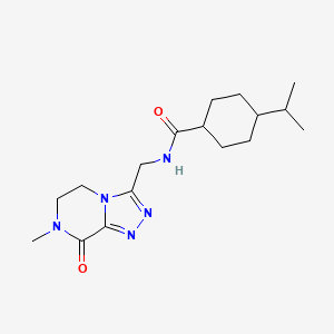 molecular formula C17H27N5O2 B7111918 N-[(7-methyl-8-oxo-5,6-dihydro-[1,2,4]triazolo[4,3-a]pyrazin-3-yl)methyl]-4-propan-2-ylcyclohexane-1-carboxamide 
