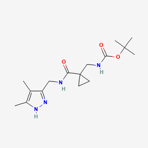 molecular formula C16H26N4O3 B7111992 tert-butyl N-[[1-[(4,5-dimethyl-1H-pyrazol-3-yl)methylcarbamoyl]cyclopropyl]methyl]carbamate 