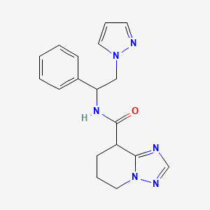 molecular formula C18H20N6O B7111998 N-(1-phenyl-2-pyrazol-1-ylethyl)-5,6,7,8-tetrahydro-[1,2,4]triazolo[1,5-a]pyridine-8-carboxamide 