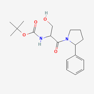 molecular formula C18H26N2O4 B7112009 tert-butyl N-[3-hydroxy-1-oxo-1-(2-phenylpyrrolidin-1-yl)propan-2-yl]carbamate 
