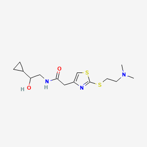 molecular formula C14H23N3O2S2 B7112055 N-(2-cyclopropyl-2-hydroxyethyl)-2-[2-[2-(dimethylamino)ethylsulfanyl]-1,3-thiazol-4-yl]acetamide 