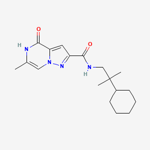 molecular formula C18H26N4O2 B7112065 N-(2-cyclohexyl-2-methylpropyl)-6-methyl-4-oxo-5H-pyrazolo[1,5-a]pyrazine-2-carboxamide 