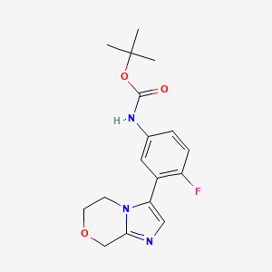 molecular formula C17H20FN3O3 B7112146 tert-butyl N-[3-(6,8-dihydro-5H-imidazo[2,1-c][1,4]oxazin-3-yl)-4-fluorophenyl]carbamate 
