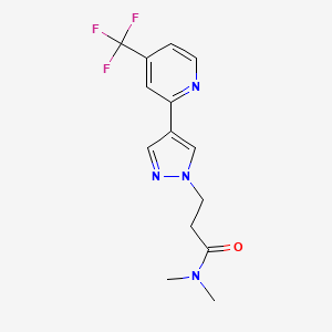 molecular formula C14H15F3N4O B7112176 N,N-dimethyl-3-[4-[4-(trifluoromethyl)pyridin-2-yl]pyrazol-1-yl]propanamide 