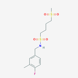 molecular formula C13H20FNO4S2 B7112436 N-[(4-fluoro-3-methylphenyl)methyl]-4-methylsulfonylbutane-1-sulfonamide 