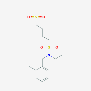 molecular formula C15H25NO4S2 B7112442 N-ethyl-N-[(2-methylphenyl)methyl]-4-methylsulfonylbutane-1-sulfonamide 