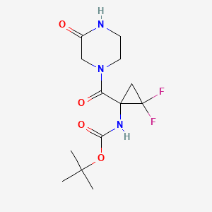 molecular formula C13H19F2N3O4 B7112525 tert-butyl N-[2,2-difluoro-1-(3-oxopiperazine-1-carbonyl)cyclopropyl]carbamate 
