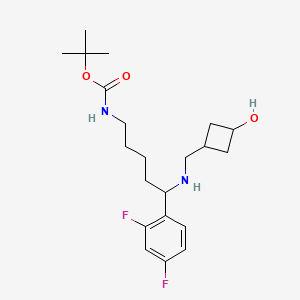 molecular formula C21H32F2N2O3 B7112571 tert-butyl N-[5-(2,4-difluorophenyl)-5-[(3-hydroxycyclobutyl)methylamino]pentyl]carbamate 