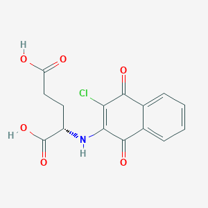 molecular formula C15H12ClNO6 B071130 L-Glutamic acid, N-(3-chloro-1,4-dihydro-1,4-dioxo-2-naphthalenyl)- CAS No. 180179-63-9