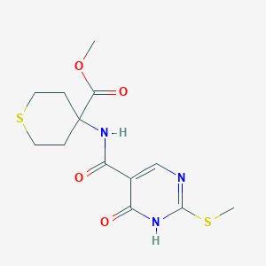 molecular formula C13H17N3O4S2 B7114282 methyl 4-[(2-methylsulfanyl-6-oxo-1H-pyrimidine-5-carbonyl)amino]thiane-4-carboxylate 