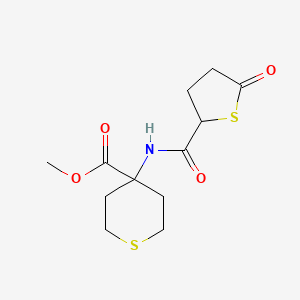 molecular formula C12H17NO4S2 B7114283 Methyl 4-[(5-oxothiolane-2-carbonyl)amino]thiane-4-carboxylate 