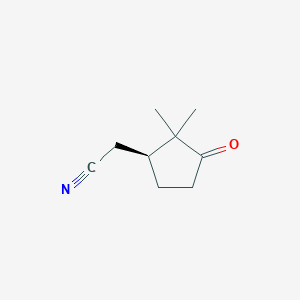 molecular formula C9H13NO B071143 2-[(1S)-2,2-dimethyl-3-oxocyclopentyl]acetonitrile CAS No. 182863-77-0
