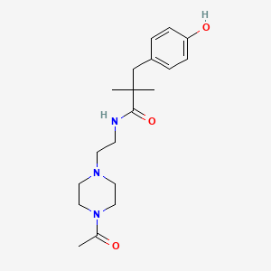 molecular formula C19H29N3O3 B7114310 N-[2-(4-acetylpiperazin-1-yl)ethyl]-3-(4-hydroxyphenyl)-2,2-dimethylpropanamide 