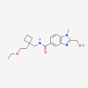 molecular formula C19H27N3O3 B7114314 N-[[1-(2-ethoxyethyl)cyclobutyl]methyl]-2-(hydroxymethyl)-1-methylbenzimidazole-5-carboxamide 