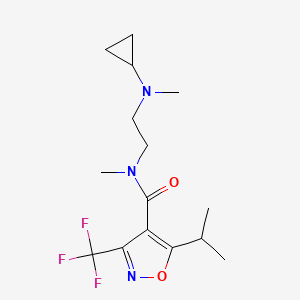 molecular formula C15H22F3N3O2 B7114317 N-[2-[cyclopropyl(methyl)amino]ethyl]-N-methyl-5-propan-2-yl-3-(trifluoromethyl)-1,2-oxazole-4-carboxamide 