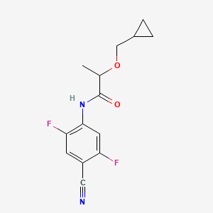 molecular formula C14H14F2N2O2 B7114337 N-(4-cyano-2,5-difluorophenyl)-2-(cyclopropylmethoxy)propanamide 