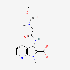 molecular formula C15H18N4O5 B7114340 Methyl 3-[[2-[methoxycarbonyl(methyl)amino]acetyl]amino]-1-methylpyrrolo[2,3-b]pyridine-2-carboxylate 