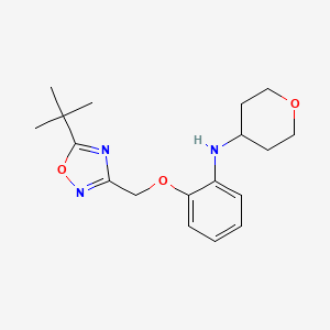 molecular formula C18H25N3O3 B7114367 N-[2-[(5-tert-butyl-1,2,4-oxadiazol-3-yl)methoxy]phenyl]oxan-4-amine 
