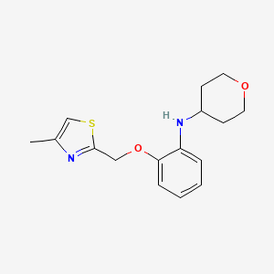 molecular formula C16H20N2O2S B7114389 N-[2-[(4-methyl-1,3-thiazol-2-yl)methoxy]phenyl]oxan-4-amine 