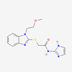 molecular formula C15H17N5O2S B7114394 N-(1H-imidazol-2-yl)-2-[1-(2-methoxyethyl)benzimidazol-2-yl]sulfanylacetamide 