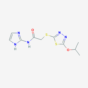molecular formula C10H13N5O2S2 B7114412 N-(1H-imidazol-2-yl)-2-[(5-propan-2-yloxy-1,3,4-thiadiazol-2-yl)sulfanyl]acetamide 