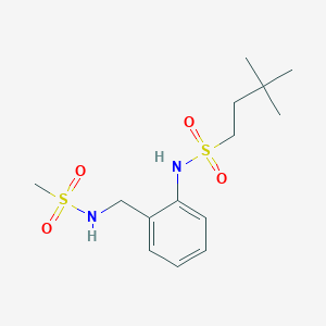 molecular formula C14H24N2O4S2 B7114428 N-[2-(methanesulfonamidomethyl)phenyl]-3,3-dimethylbutane-1-sulfonamide 