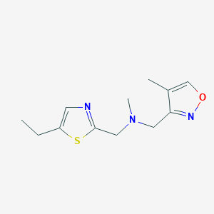 molecular formula C12H17N3OS B7114459 N-[(5-ethyl-1,3-thiazol-2-yl)methyl]-N-methyl-1-(4-methyl-1,2-oxazol-3-yl)methanamine 