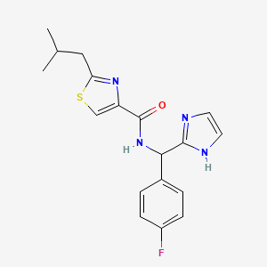 molecular formula C18H19FN4OS B7114887 N-[(4-fluorophenyl)-(1H-imidazol-2-yl)methyl]-2-(2-methylpropyl)-1,3-thiazole-4-carboxamide 