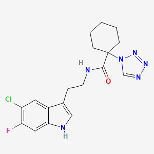 molecular formula C18H20ClFN6O B7115030 N-[2-(5-chloro-6-fluoro-1H-indol-3-yl)ethyl]-1-(tetrazol-1-yl)cyclohexane-1-carboxamide 