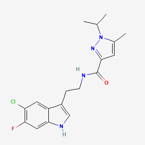 molecular formula C18H20ClFN4O B7115034 N-[2-(5-chloro-6-fluoro-1H-indol-3-yl)ethyl]-5-methyl-1-propan-2-ylpyrazole-3-carboxamide 
