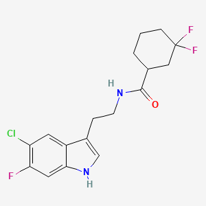 molecular formula C17H18ClF3N2O B7115055 N-[2-(5-chloro-6-fluoro-1H-indol-3-yl)ethyl]-3,3-difluorocyclohexane-1-carboxamide 