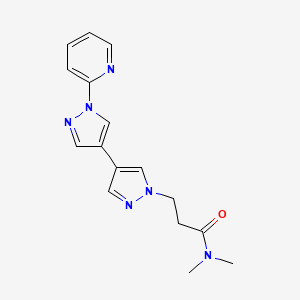 molecular formula C16H18N6O B7115069 N,N-dimethyl-3-[4-(1-pyridin-2-ylpyrazol-4-yl)pyrazol-1-yl]propanamide 