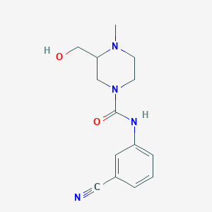 molecular formula C14H18N4O2 B7115147 N-(3-cyanophenyl)-3-(hydroxymethyl)-4-methylpiperazine-1-carboxamide 