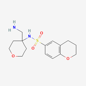 molecular formula C15H22N2O4S B7115272 N-[4-(aminomethyl)oxan-4-yl]-3,4-dihydro-2H-chromene-6-sulfonamide 